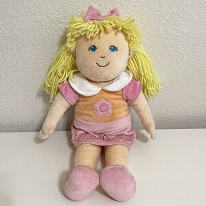 Manhattan Toy Miss Doria Cuddle Doll Girl Plush Blonde Yarn Hair Blue Eyes 17"